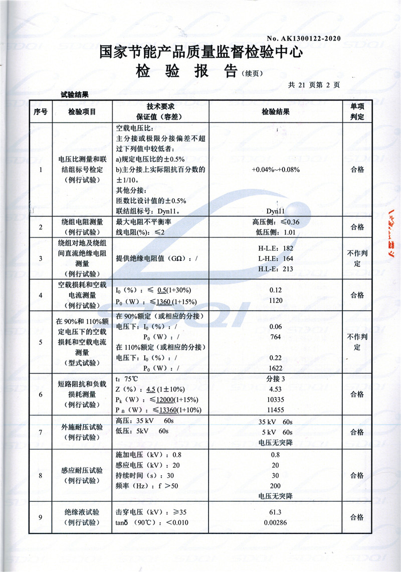 高低压试验报告-S11-1250费县费县费县油浸式变压器-2.jpg